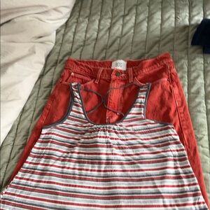 Urban Outfitters Burnt Orange Jeans and Striped Tank Top